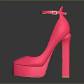 Stylish Pink High Heel Shoes With Block Heel Platform And Ankle Strap Design