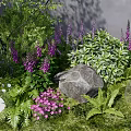 Vibrant Flowers And Lush Trees Surrounding Circular Stone Slabs On Green Grass Lawn