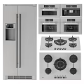 Modern Kitchen Appliances Showcasing Refrigerator Built In Ovens And Gas Stoves
