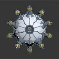 Mechanical Sphere Structure With Multiple Connector Modules And Base Stand 3d model