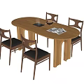 Middle style dining table and chair combination 3d model