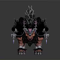 Fantasy Bull Creature With Black Mane Horns Decorative Chains And Spikes