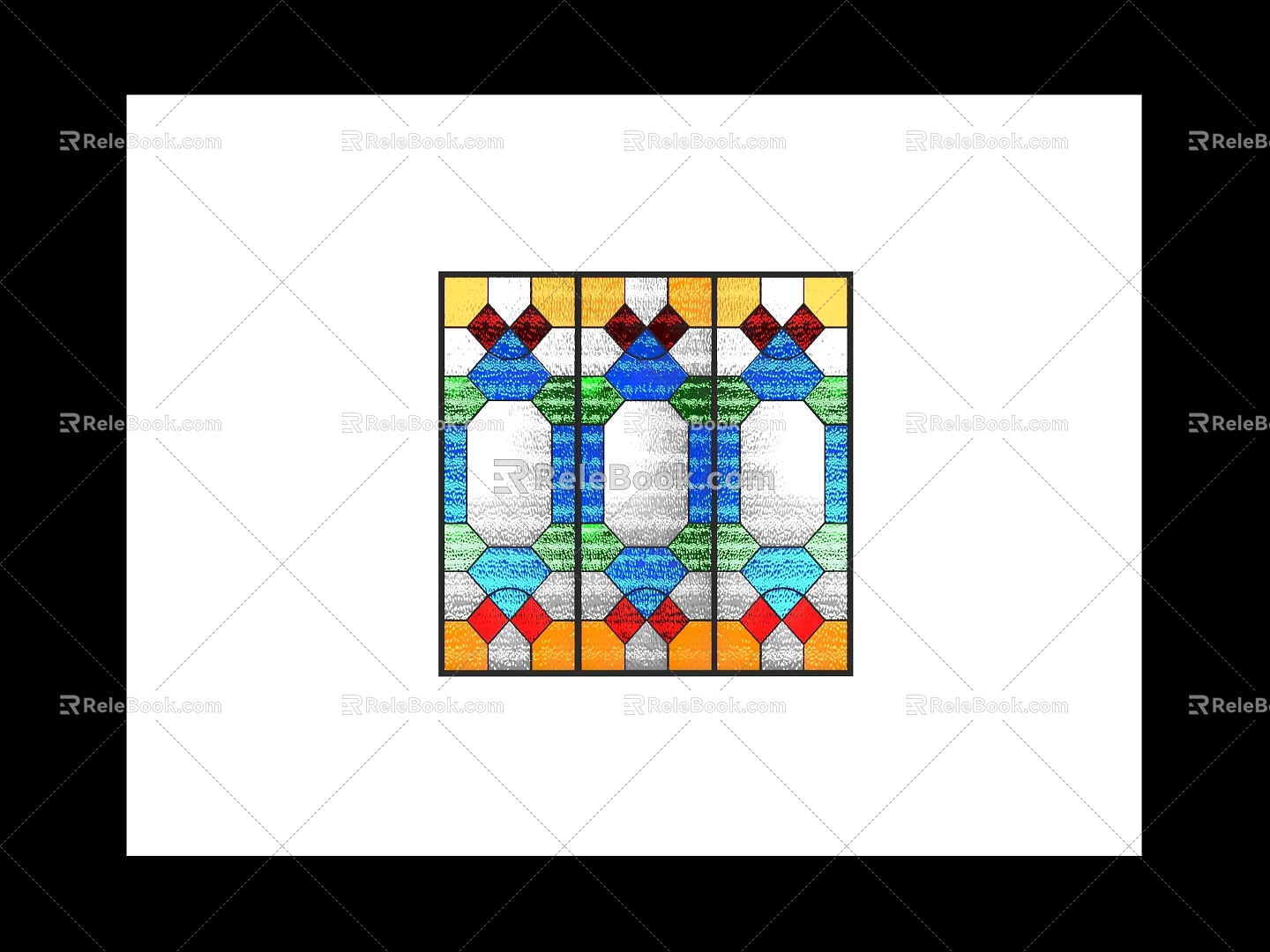 Vintage stained glass window 3d model