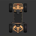 Orange Quad Bike With Four Wheels Handlebars Seat Headlights And Storage Rack