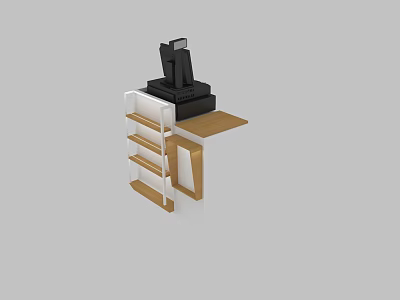 Modern Reception Desk With White Wood Finish Shelves And Extended Counter 3d model