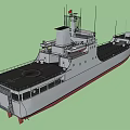 Warship 3D Model With Deck Superstructure Antennas And Flag Rendering 3d model