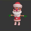 Elderly Man Dressed As Santa Claus With Red Outfit White Beard And Green Gloves