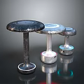 Modern Mushroom Shaped Side Tables With Illuminated Bases And Textured Tops