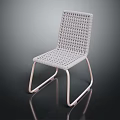 Modern Woven Chair with Light Colored Seat Backrest and Curved Metal Legs Design