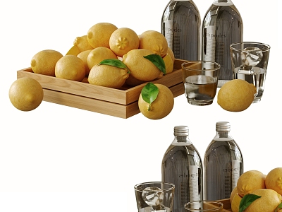 Decorative Ornaments Fruit Ornaments Water Cup Water Bottle Lemon 3d model