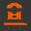 Three Separated Orange Industrial Mechanical Equipment Components With Holes And Bolts