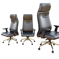 Black Leather Office Chairs With High Back And Swivel Wheels In Multiple Styles 3d model