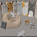 Cute Kids Chair With Cartoon Design Stuffed Toy Wooden Stool And Soft Cushions