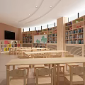 School Library Activity Room Multi-function Room 3d model