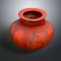 Red Clay Jar With Black Decorative Patterns And Round Body Design 3d model