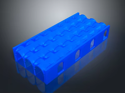 Blue Industrial Architectural Structure Module With Geometric Holes And Protruding Design 3d model