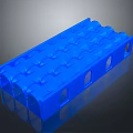 Blue Industrial Architectural Structure Module With Geometric Holes And Protruding Design