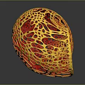 Decorative Hollow Sphere Sculpture With Gold Red Color And Intricate Perforated Design