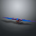 Mythical Flying Animal With Blue And Purple Spread Wings Shiny Feathers