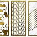 Stylish Decorative Room Dividers With Geometric Patterns Metal Frames And Marble Texture 3d model