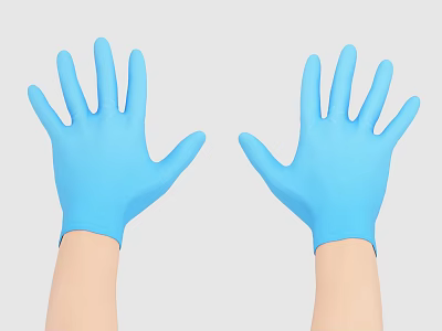 Blue Disposable Medical Gloves For Hand Protection In Healthcare Settings 3d model
