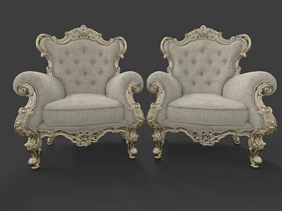 Classic Style Single Sofa With Ornate Carvings Upholstered Seats And Elegant Design 3d model