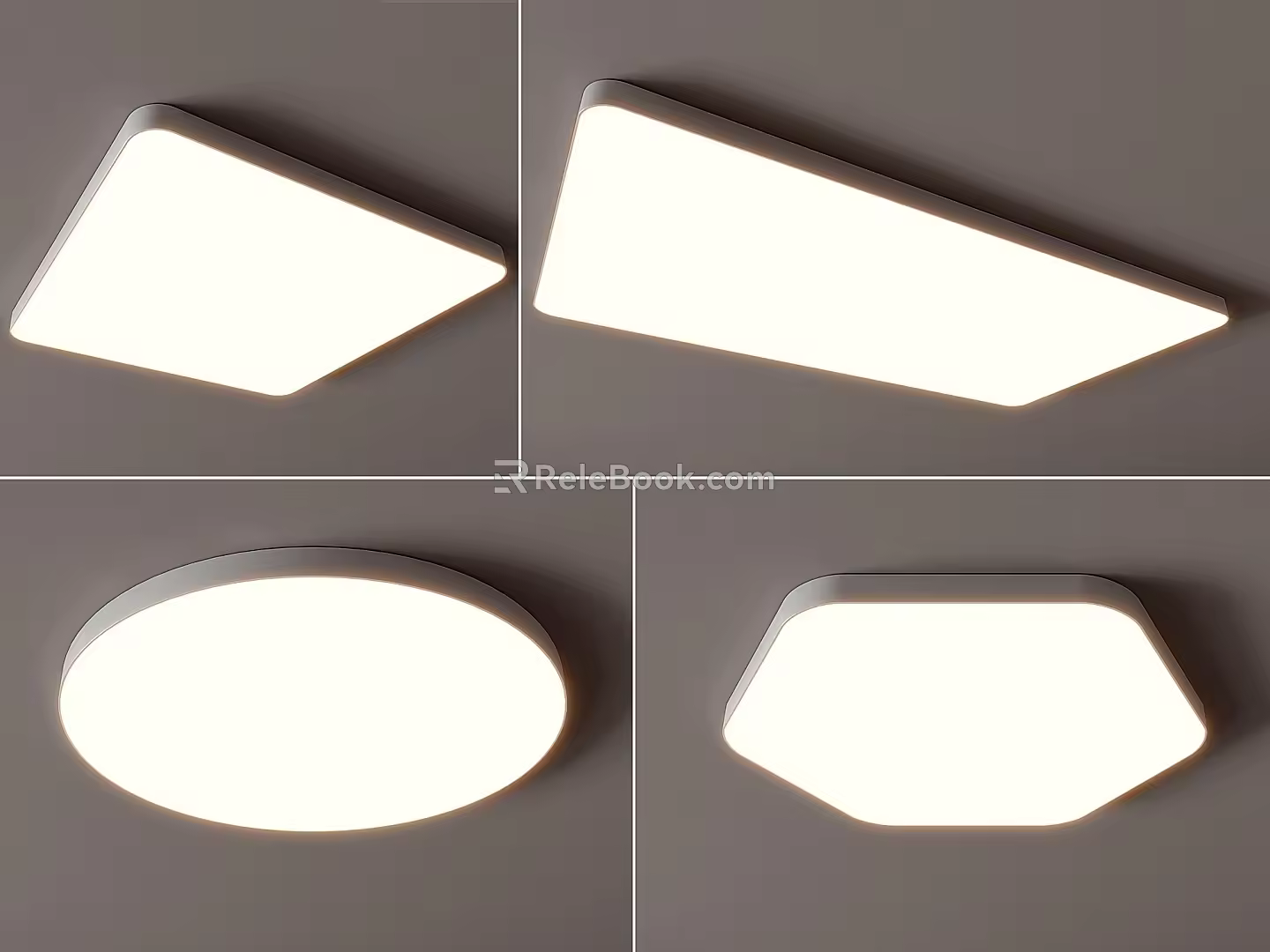 Square ceiling lamp geometric ultra-thin bedroom 3d model