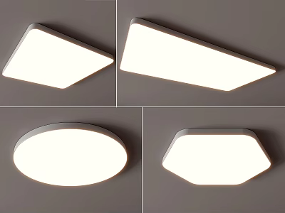 Square ceiling lamp geometric ultra-thin bedroom 3d model