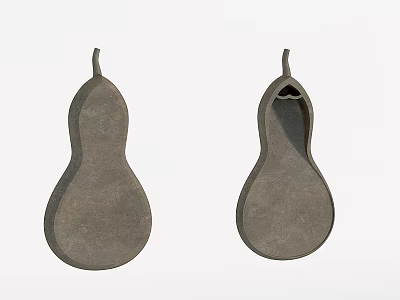 Decorative Gourd Shaped Ceramic Vessels With Open Top And Matte Surface Finish 3d model