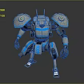 Futuristic Blue And White Robot Character With Mechanical Armor And Limbs