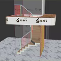 Modern Interior Staircase With Transparent Structure Wooden Steps Metal Railings And Upper Platform