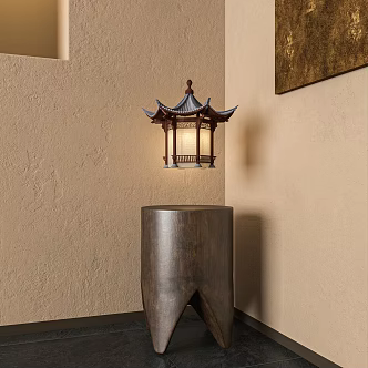Quiet wind ancient building chandelier 3d model