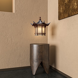 Quiet wind ancient building chandelier 3d model