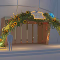 Decorative Event Entrance Arch With Sunflowers Butterflies And Green Plants