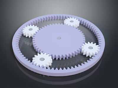 Hardware Tools Precision Gear Components With Large Purple Gear And Small White Gears 3d model