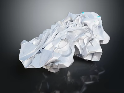 Abstract White Folded Geometric Sculpture With 3D Structure And Blue Accent Points 3d model