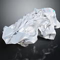 Abstract White Folded Geometric Sculpture With 3D Structure And Blue Accent Points 3d model