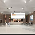 School Main Entrance Hall With Brick Walls Archway Spacious Floor Bright Lighting And Students Walking