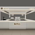 Modern White Cafe Service Counter With Coffee Machine Cups And Computer 3d model