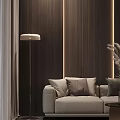 Modern Living Dining Room Interior With Sofa Coffee Table And Wooden Panel Walls