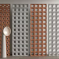 Decorative Room Dividers With Geometric Grids And Floral Patterns In Brown Gray White