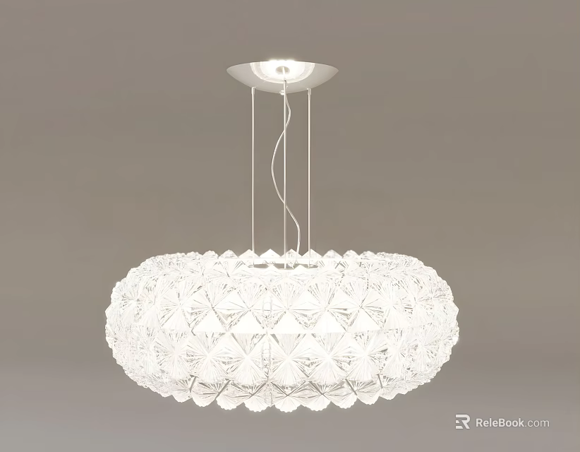 Modern Transparent Crystal Chandelier with Diamond Pattern and Round Design for Interior Decor 3d model