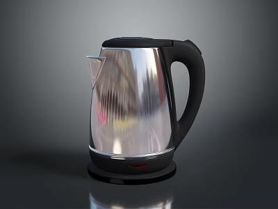 Modern Stainless Steel Electric Kettle With Silver Black Design And Handle 3d model