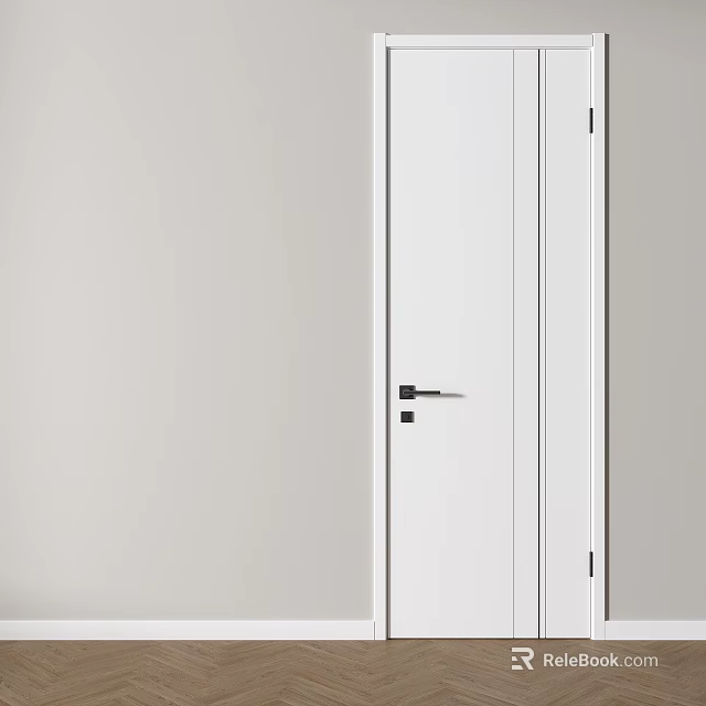 Modern White Swing Door With Sleek Handle And Minimalist Clean Design 3d model 