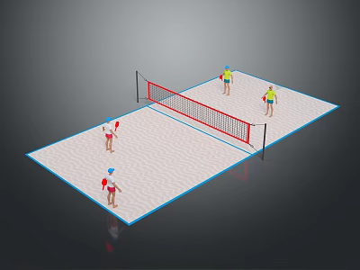 Beach Volleyball Court With Net And Balls For Players Game Equipment 3d model