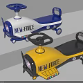 Kids Airplane Shaped Slide Cars With NEW FORCE Logo In Blue White And Yellow Black