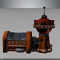 Red Brick Building With Tower Circular Structure Windows Roof And Railing Design