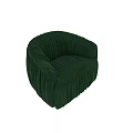 Green Velvet Single Sofa With Pleated Design And Rounded Shape 3d model