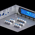 Modern monitoring room with white light 3d model