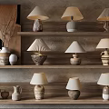 Unique Shaped Table Lamps with Decorative Vases on Shelves 3d model